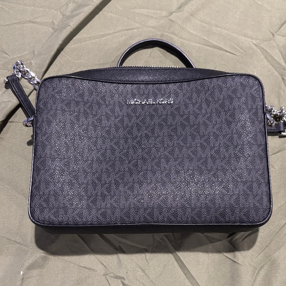 Michael Kors Gray Laptop Bag with Silver Accents